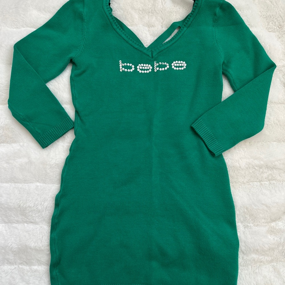 Bebe Y2K Vibrant Green Knit Top